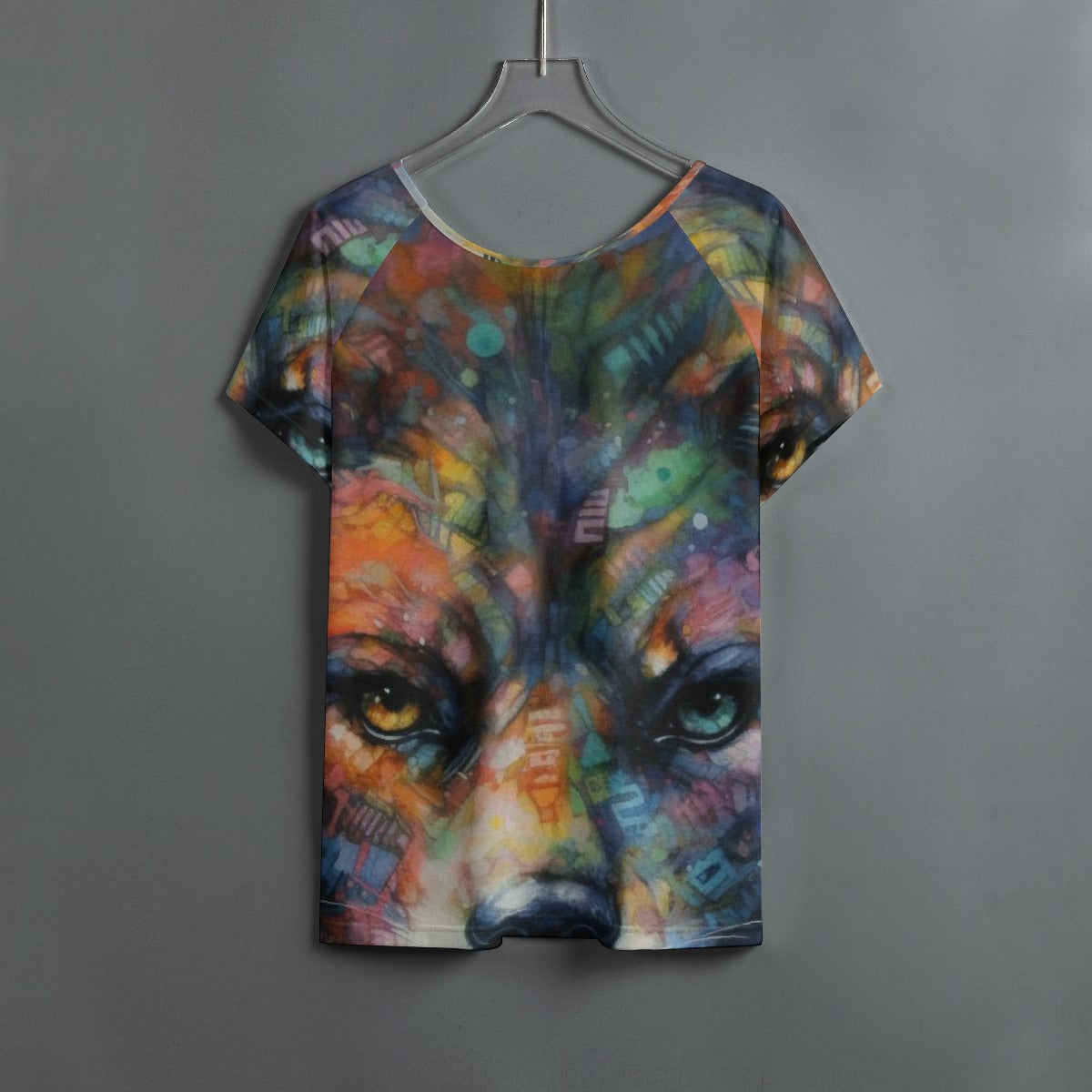 All-Over Print Women's Round Neck T-shirt With Raglan Sleeve
