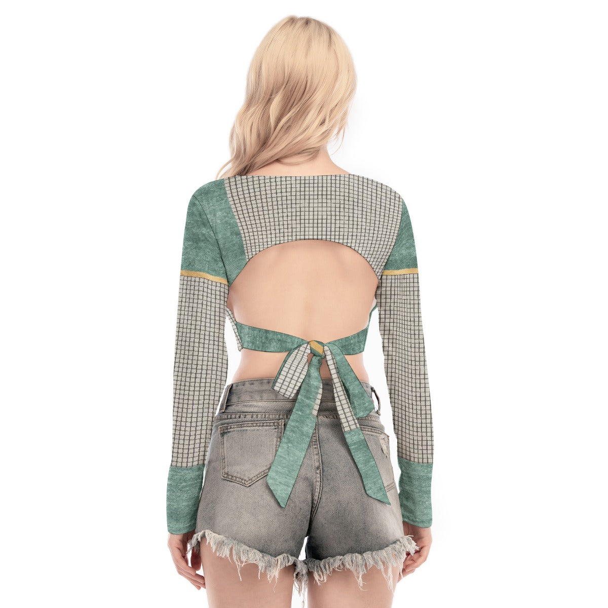 All-Over Print Women's Back Hollow T-shirt With Strap