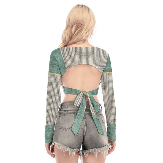 All-Over Print Women's Back Hollow T-shirt With Strap