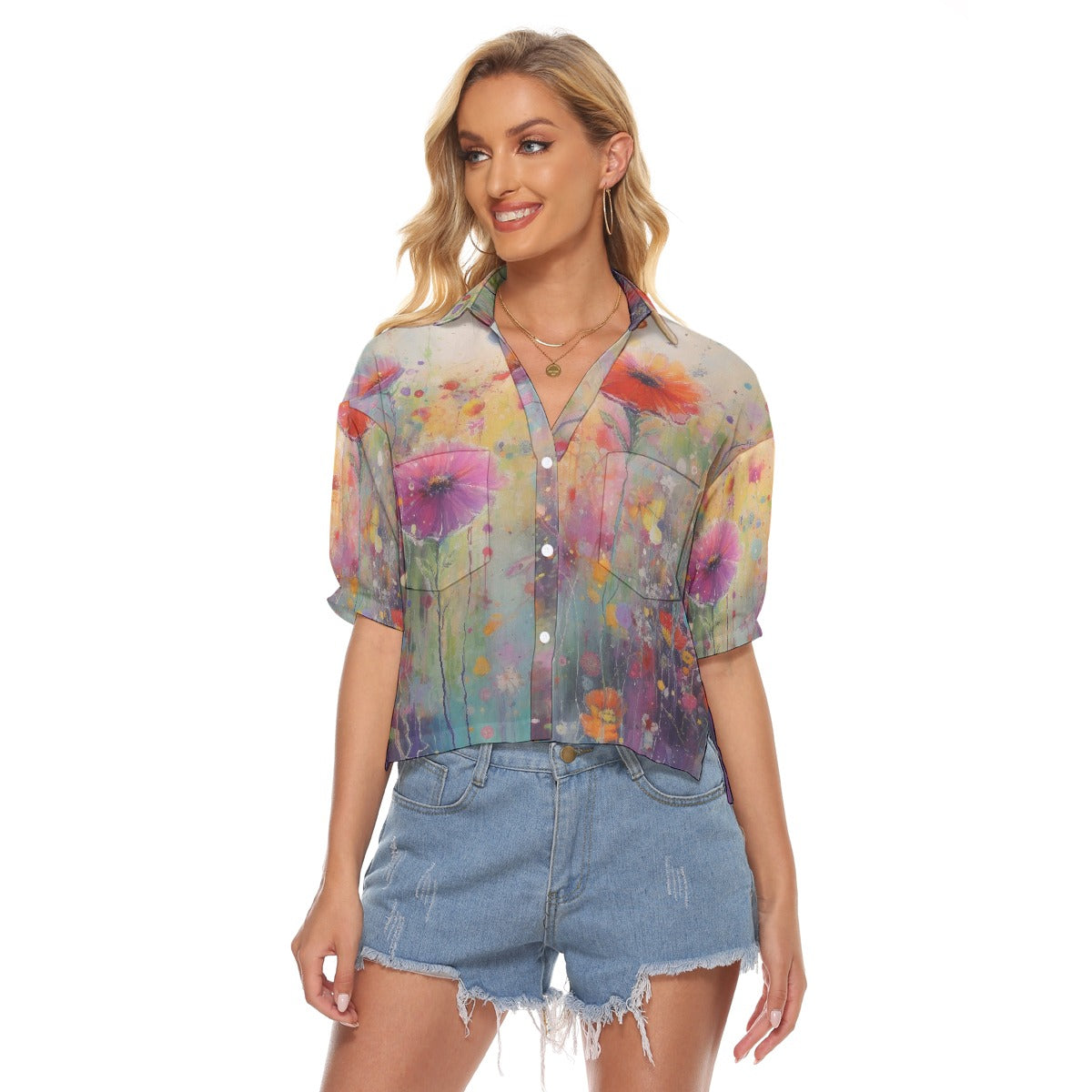 All-Over Print Women's V-neck Shirts