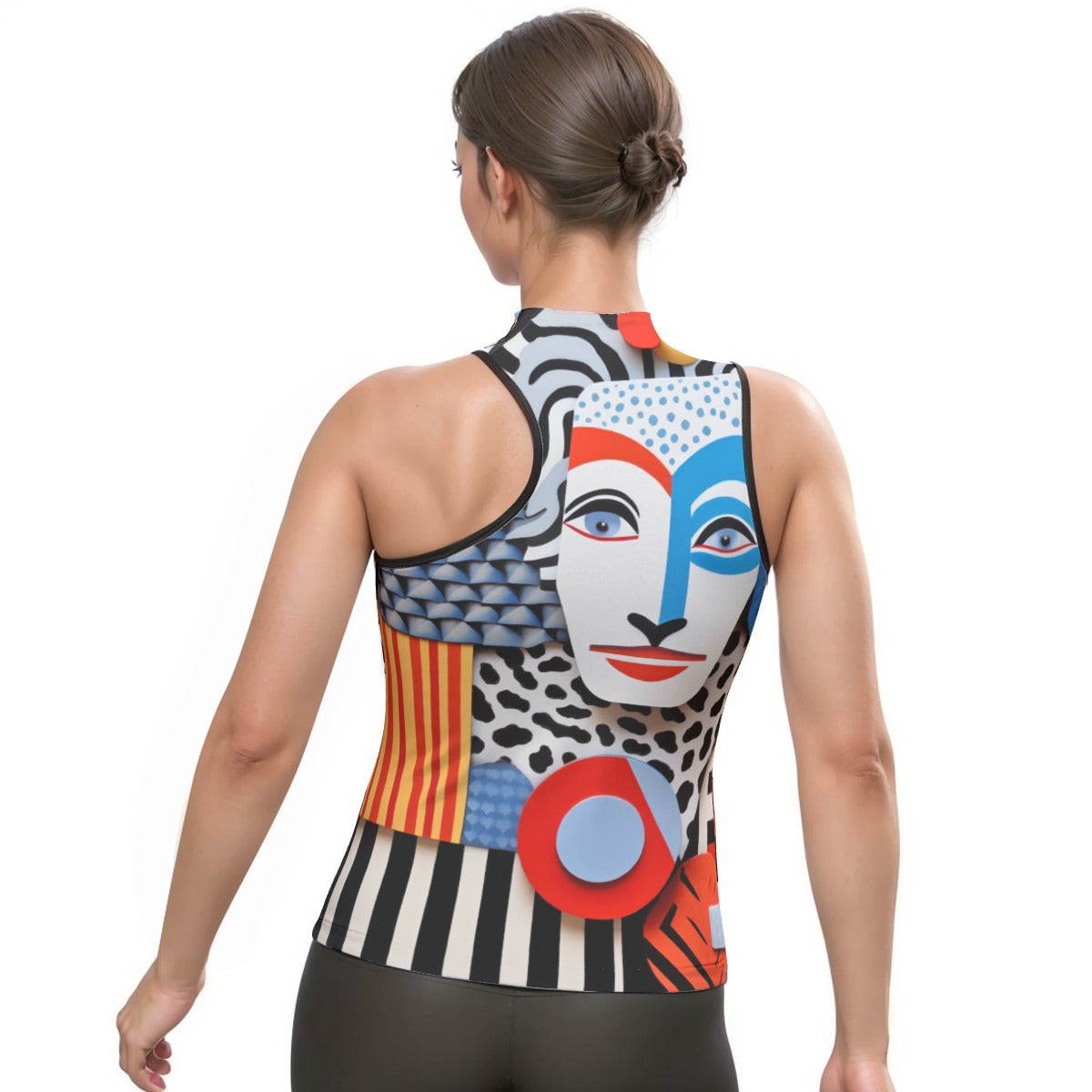 All-Over Print Women's Halter Sleeveless Asymmetrical Tank Top