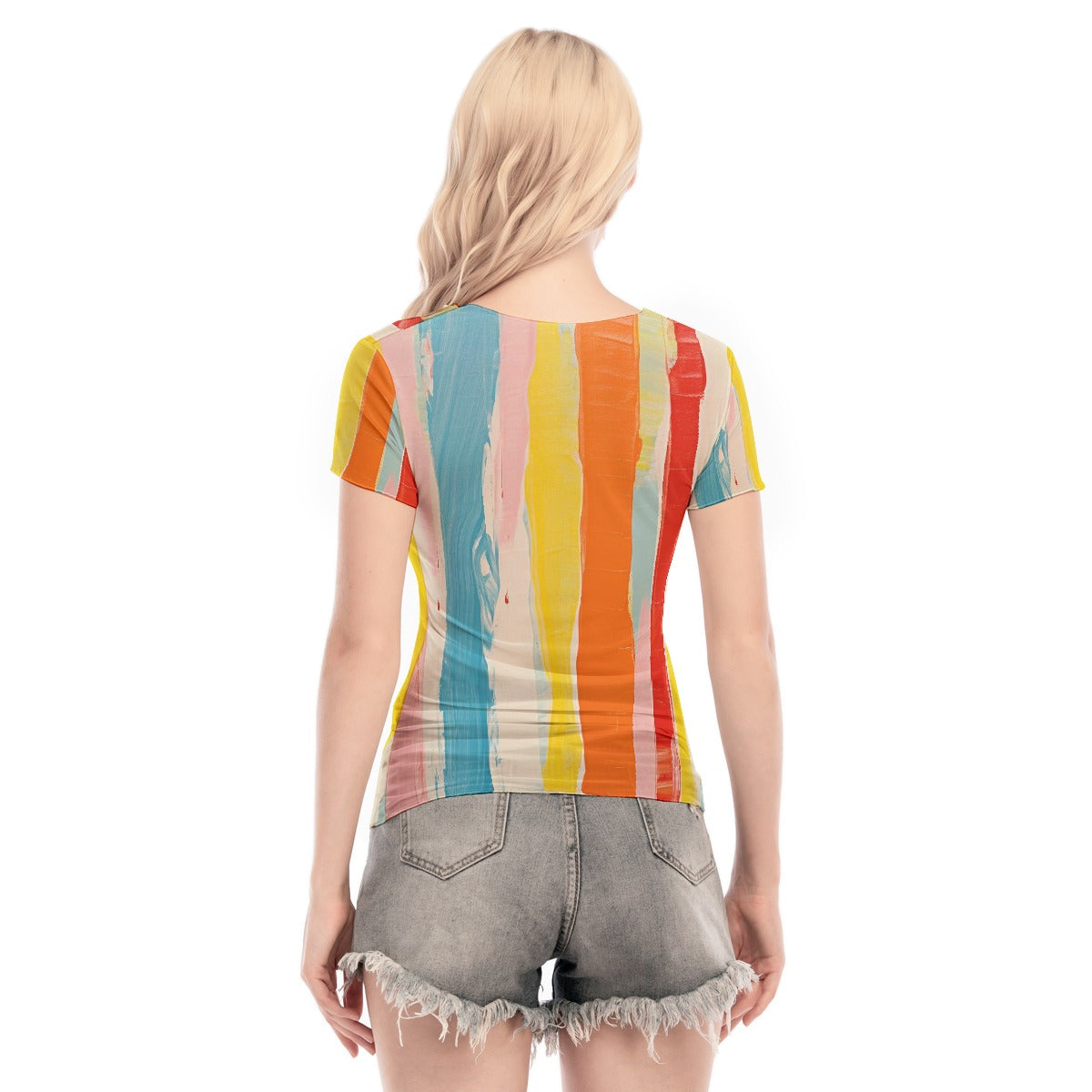 All-Over Print Women's Short Sleeve Mesh Blouse