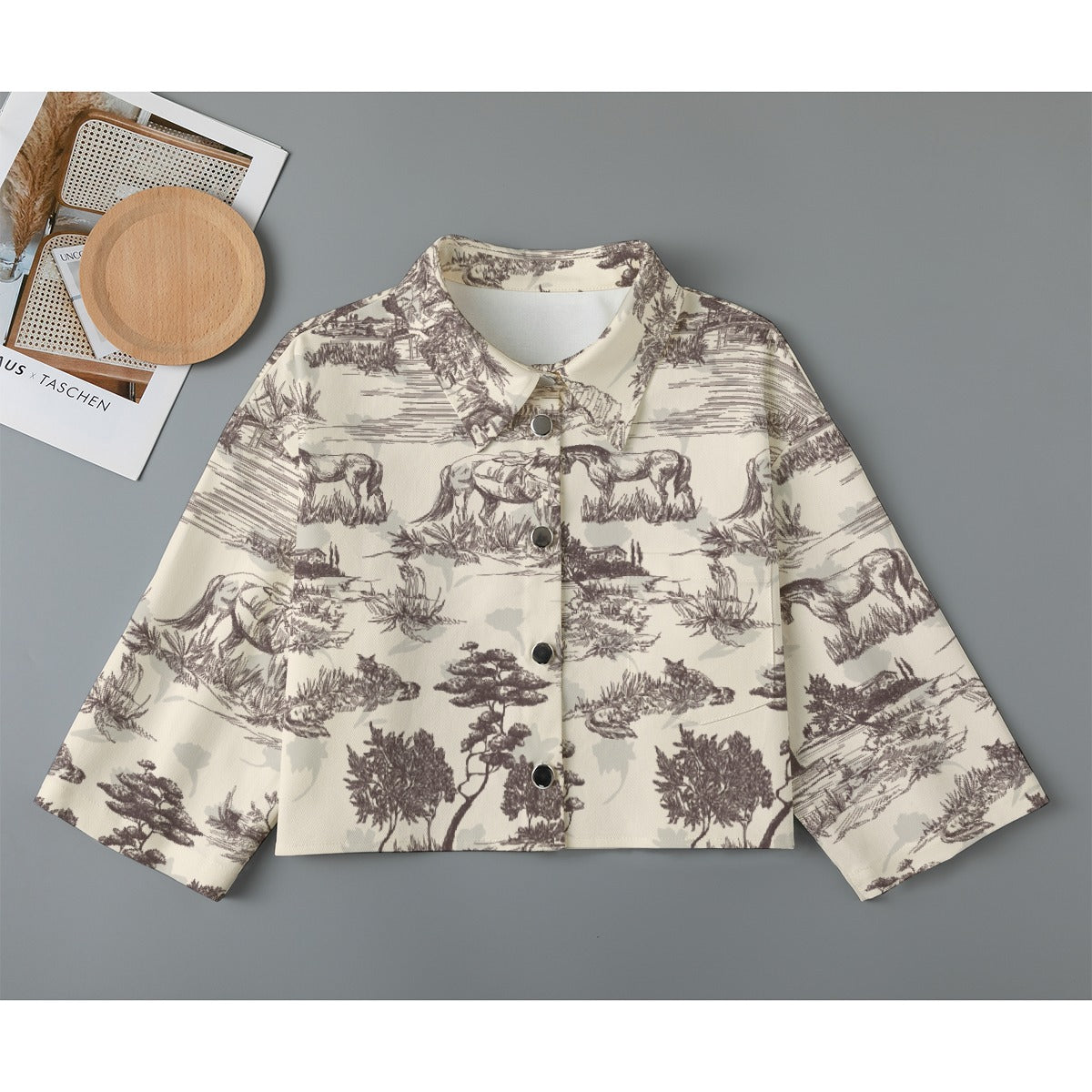 All-Over Print Women's Cropped Jacket | 245GSM Cotton