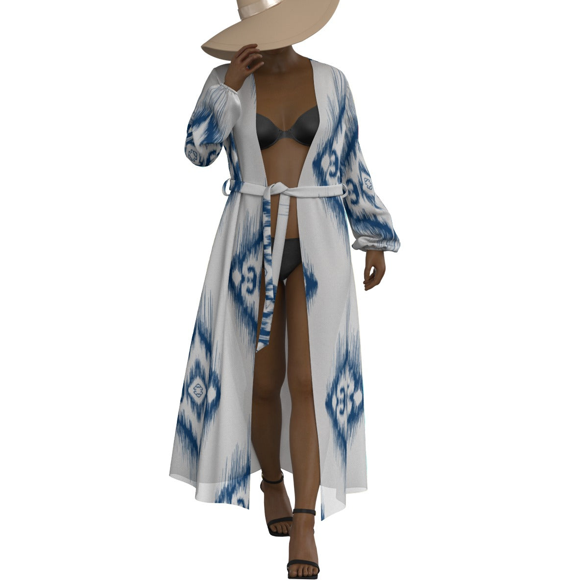 All-Over Print Women's Lace-up Chiffon Robe