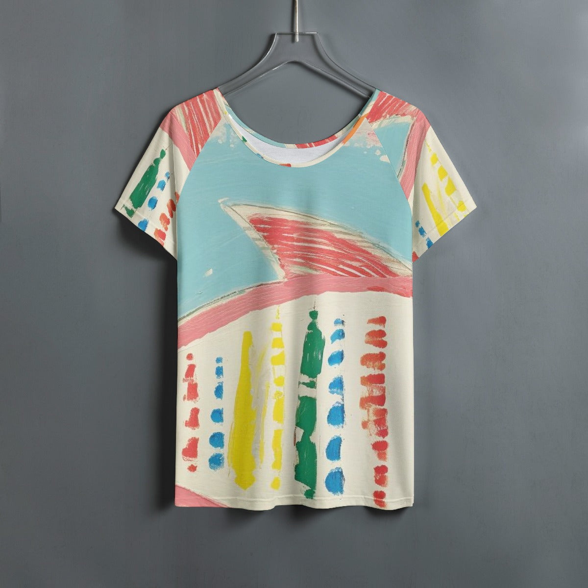 All-Over Print Women's Round Neck T-shirt With Raglan Sleeve