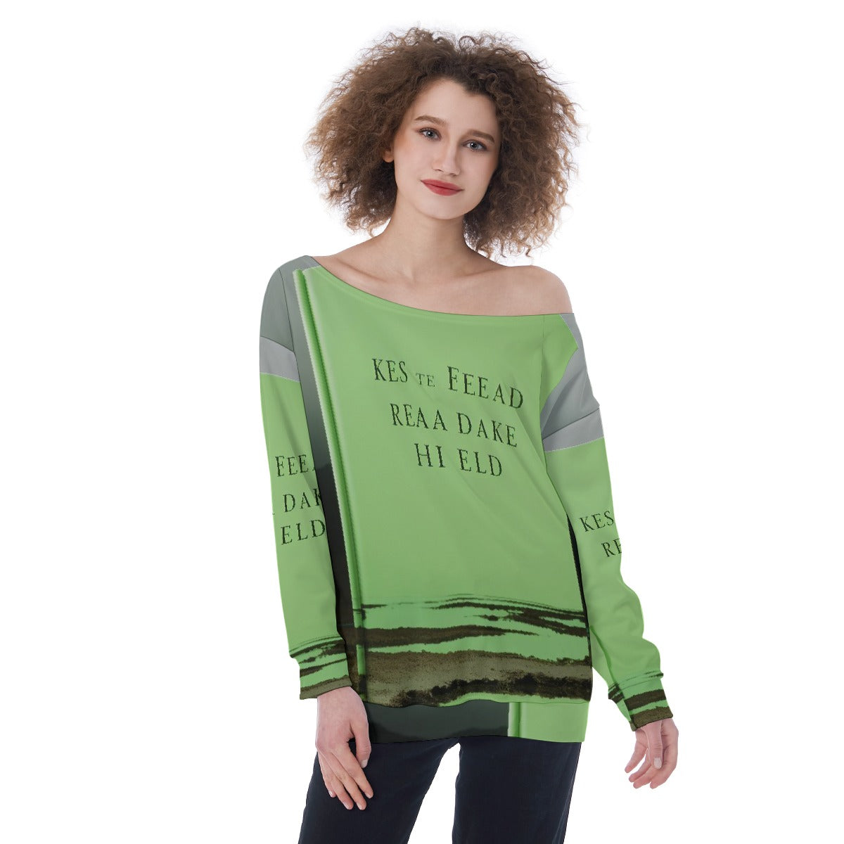 All-Over Print Oversized Women's Off-Shoulder Sweatshirt