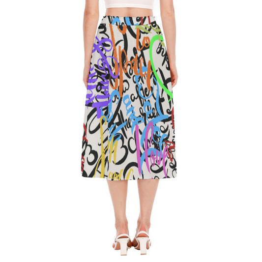 All-Over Print Women's Long Section Chiffon Skirt