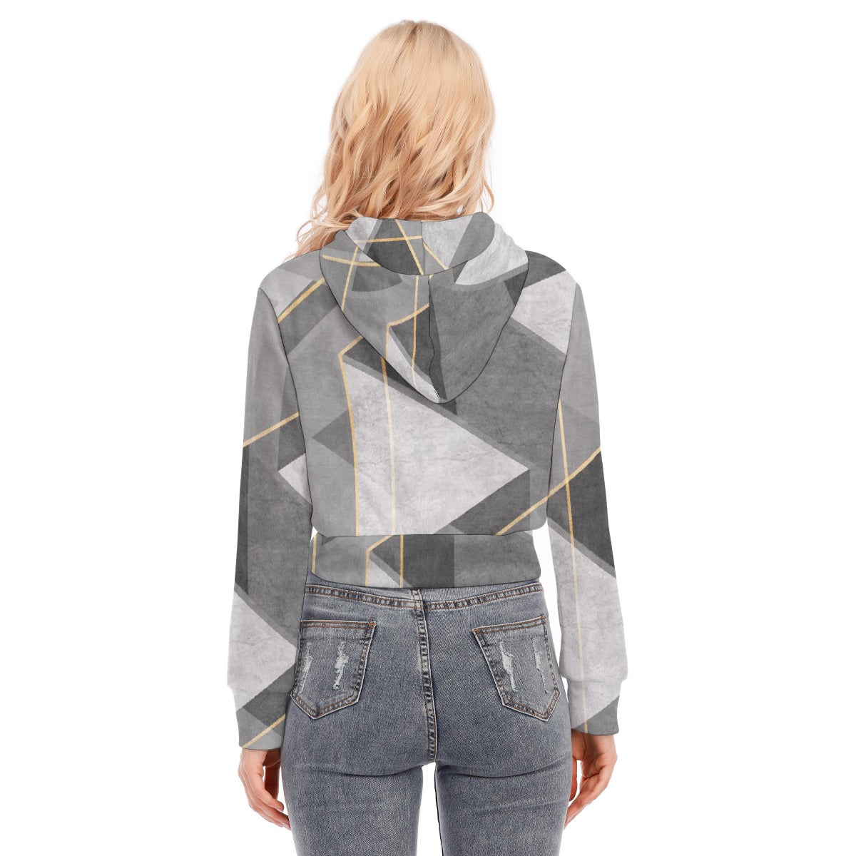 All-Over Print Women's Crop Top Hoodie With Zipper Closure