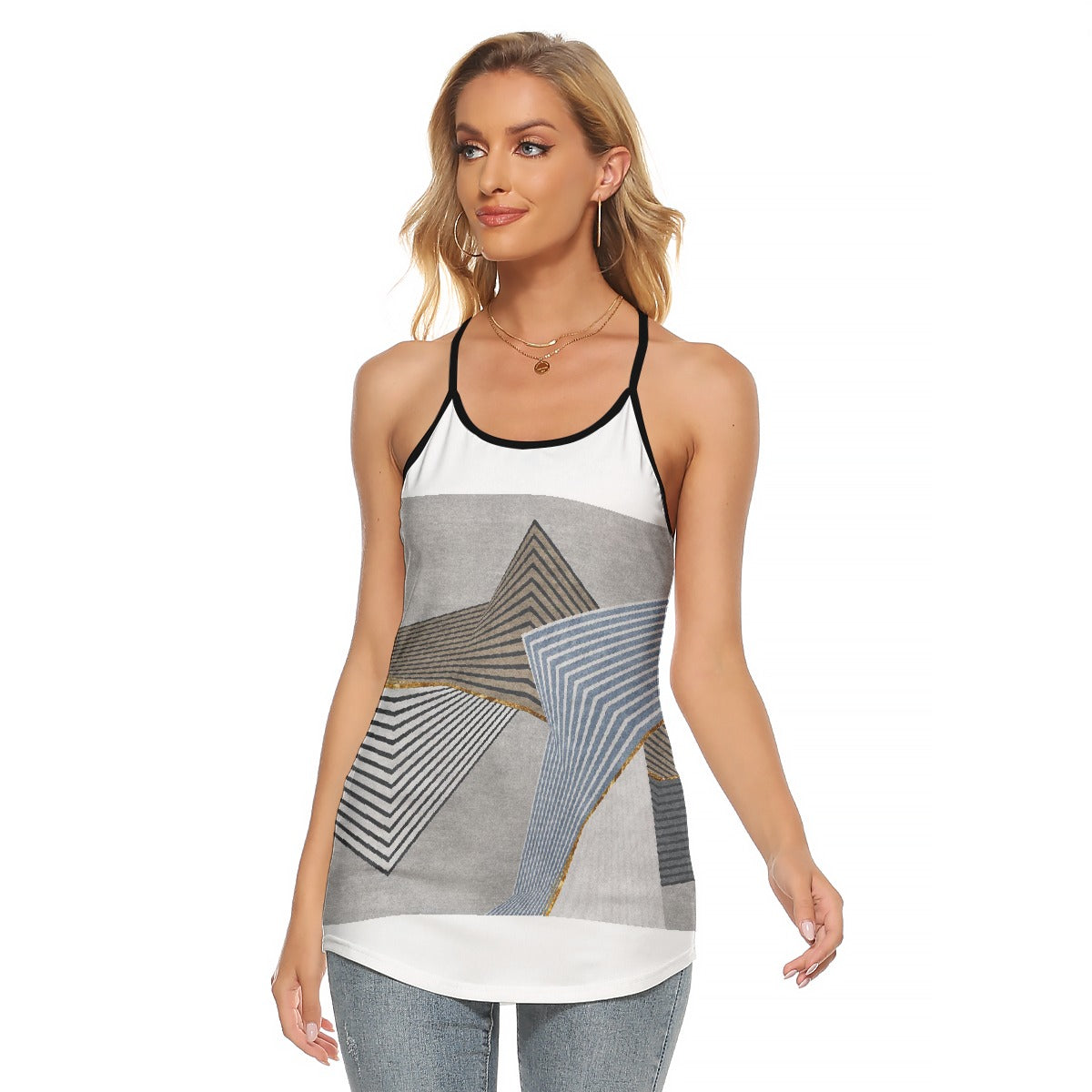 All-Over Print Women's Criss-Cross Open Back Tank Top