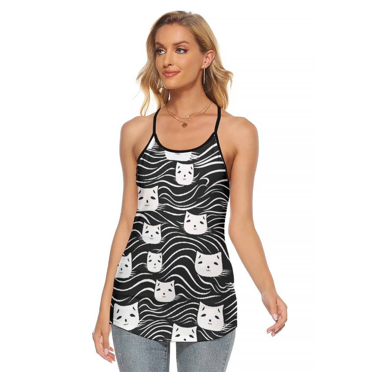 All-Over Print Women's Criss-Cross Open Back Tank Top