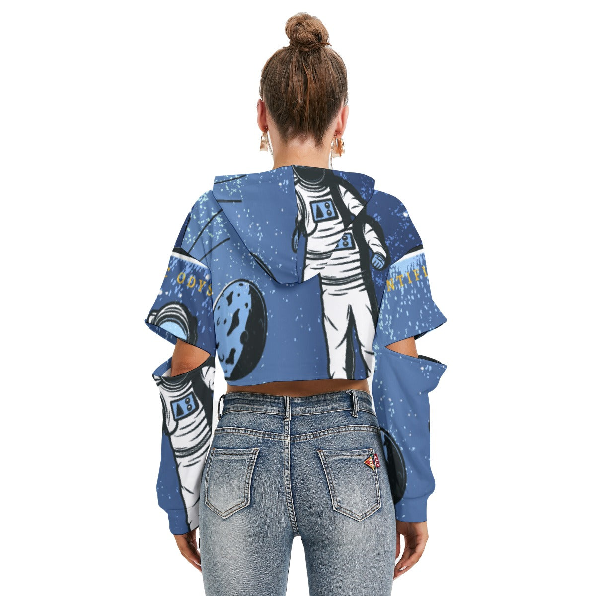 All-Over Print Women's Heavy Fleece Hoodie With Hollow Out Sleeve