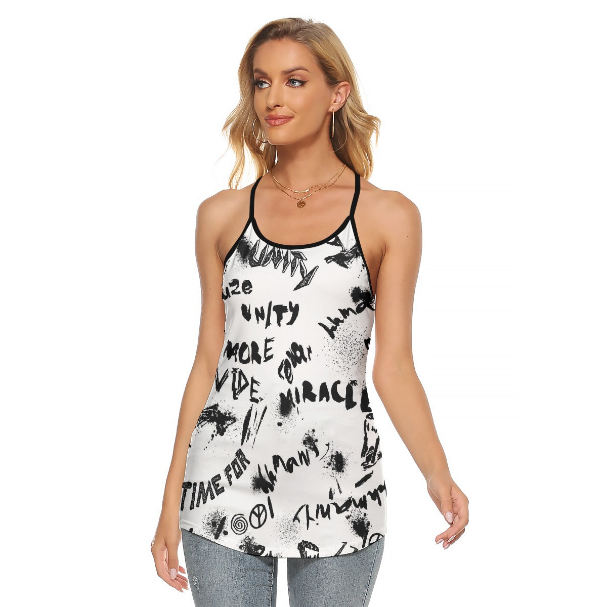 All-Over Print Women's Criss-Cross Open Back Tank Top