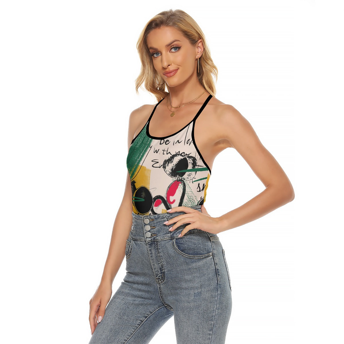 All-Over Print Women's Criss-Cross Open Back Tank Top