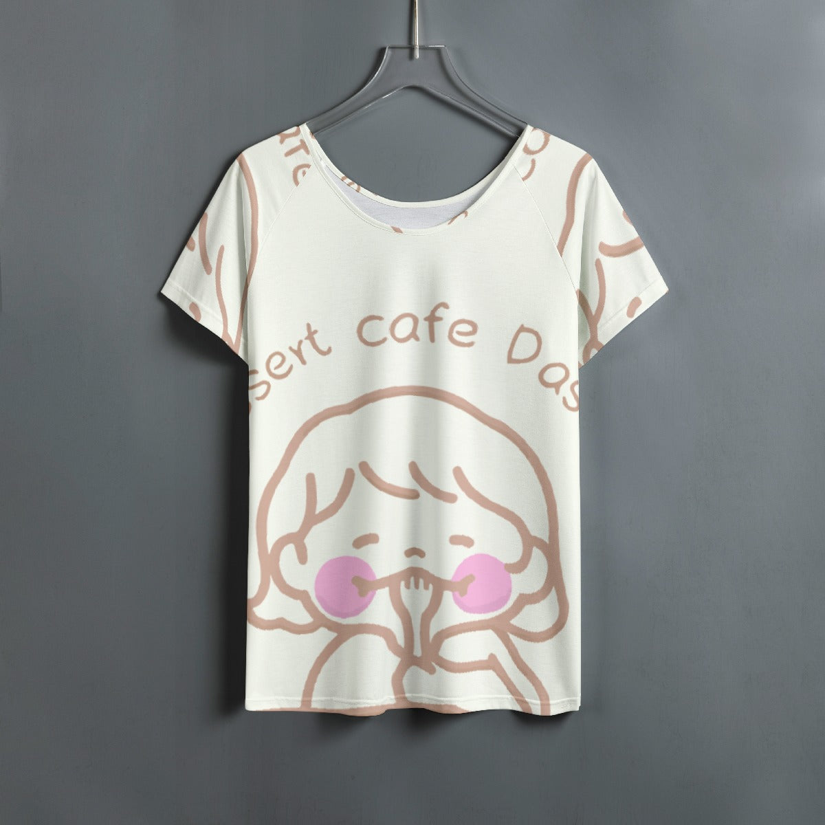 All-Over Print Women's Round Neck T-shirt With Raglan Sleeve
