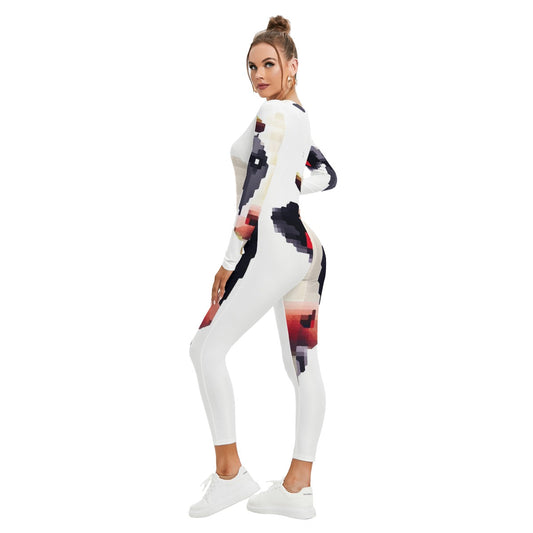 All-Over Print Women's Plunging Neck Jumpsuit