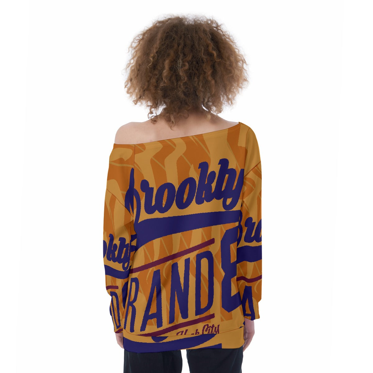 All-Over Print Oversized Women's Off-Shoulder Sweatshirt