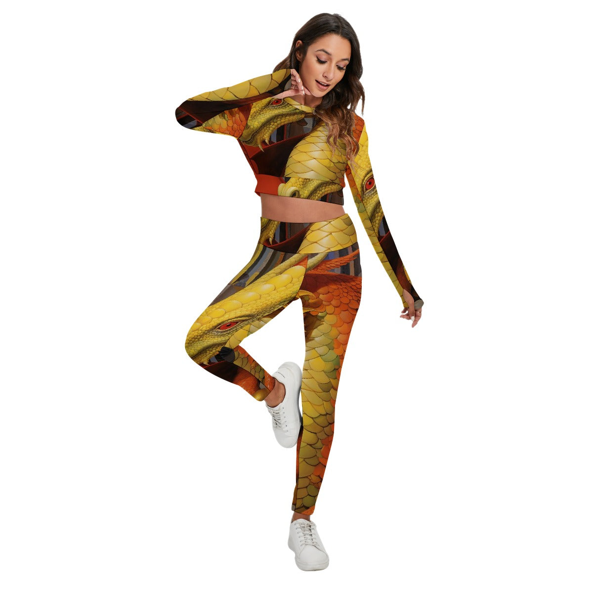 All-Over Print Women's Sport Set With Backless Top And Leggings
