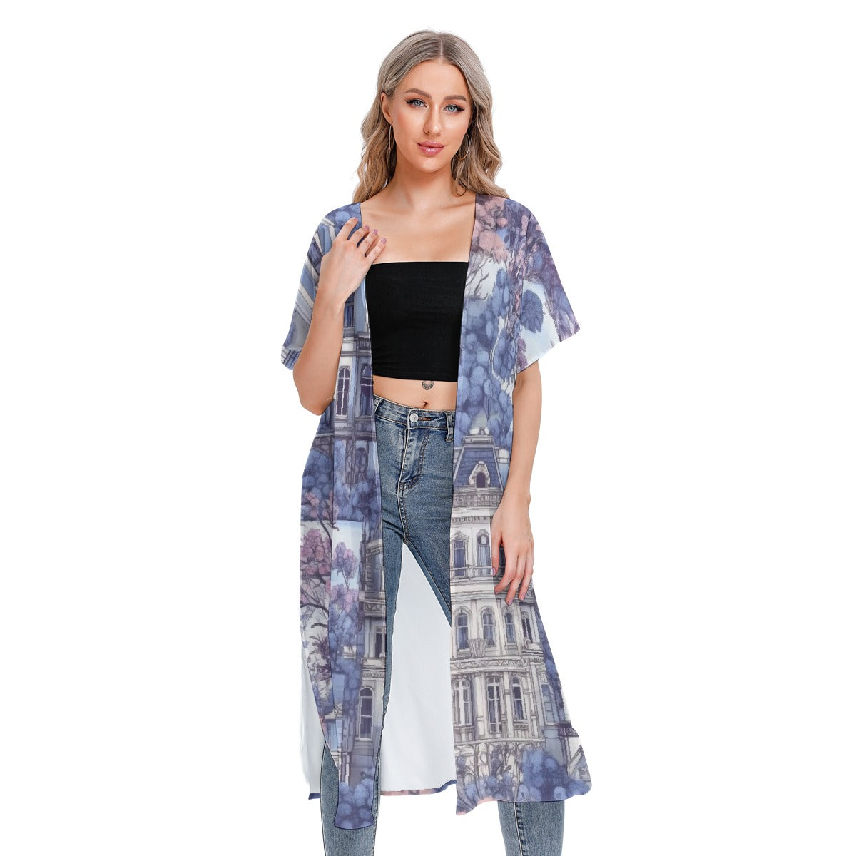 All-Over Print Women's Short Sleeve Cardigan