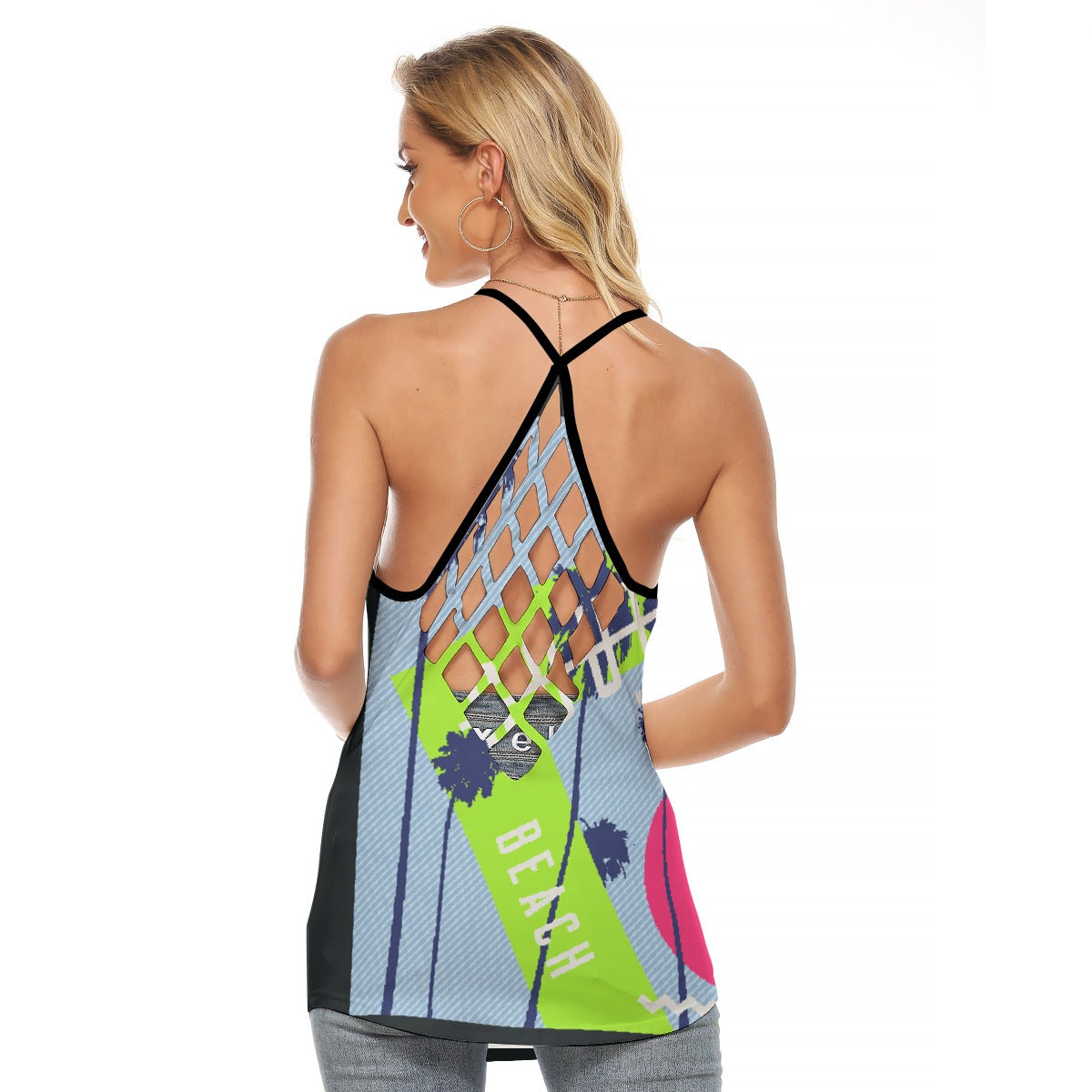 All-Over Print Women's Criss-Cross Open Back Tank Top