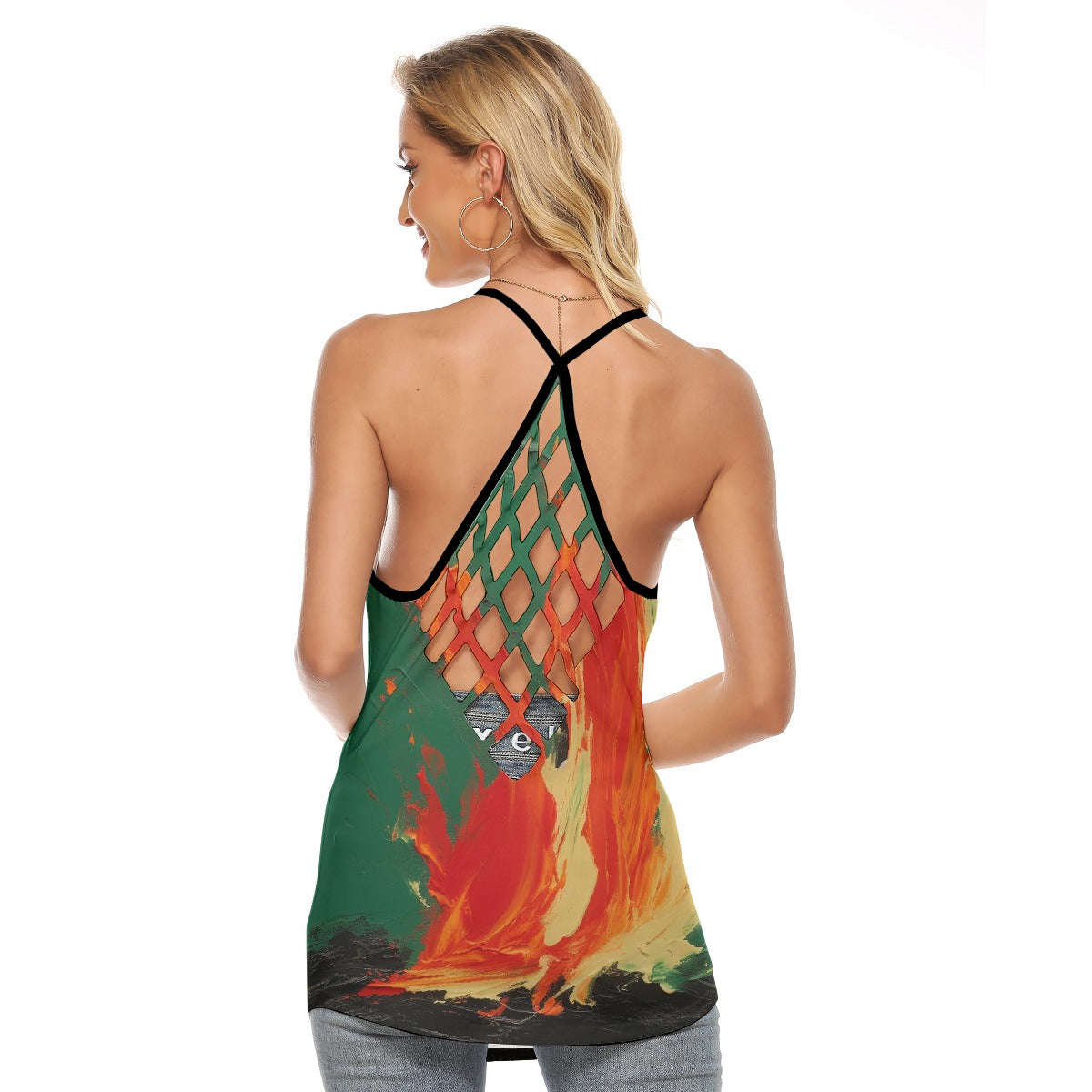 All-Over Print Women's Criss-Cross Open Back Tank Top
