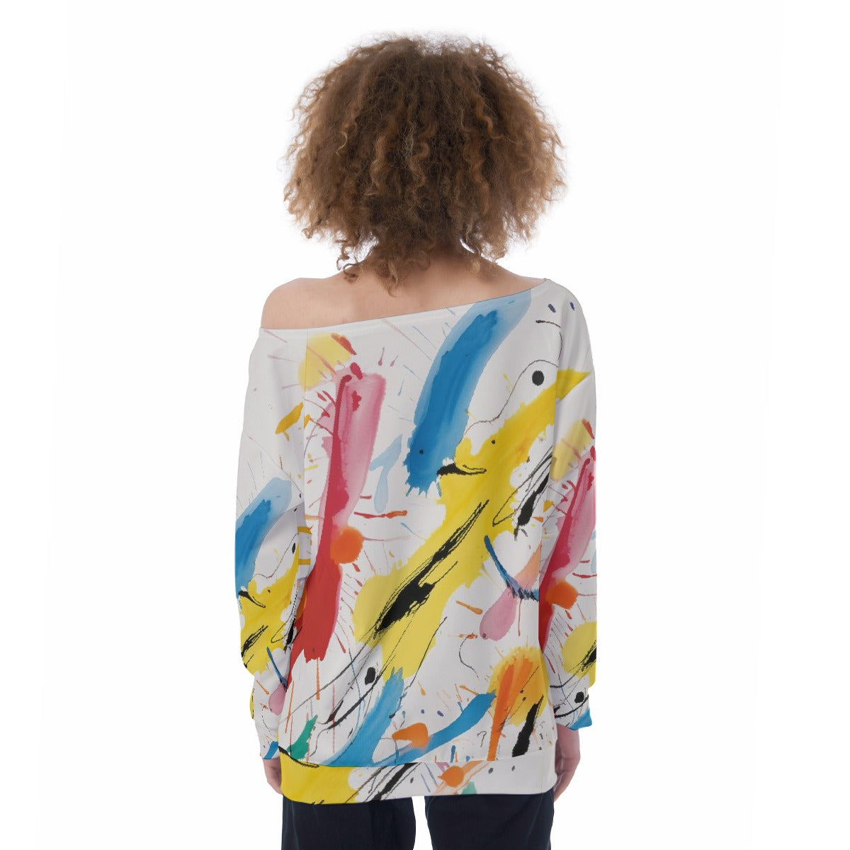 All-Over Print Oversized Women's Off-Shoulder Sweatshirt