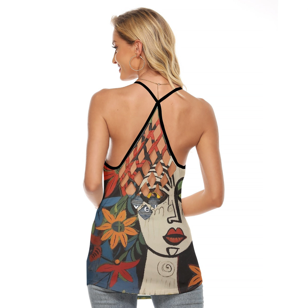 All-Over Print Women's Criss-Cross Open Back Tank Top