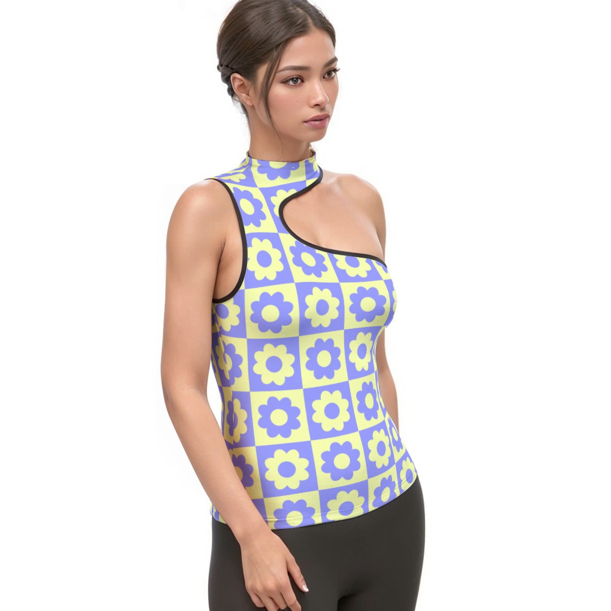 All-Over Print Women's Halter Sleeveless Asymmetrical Tank Top