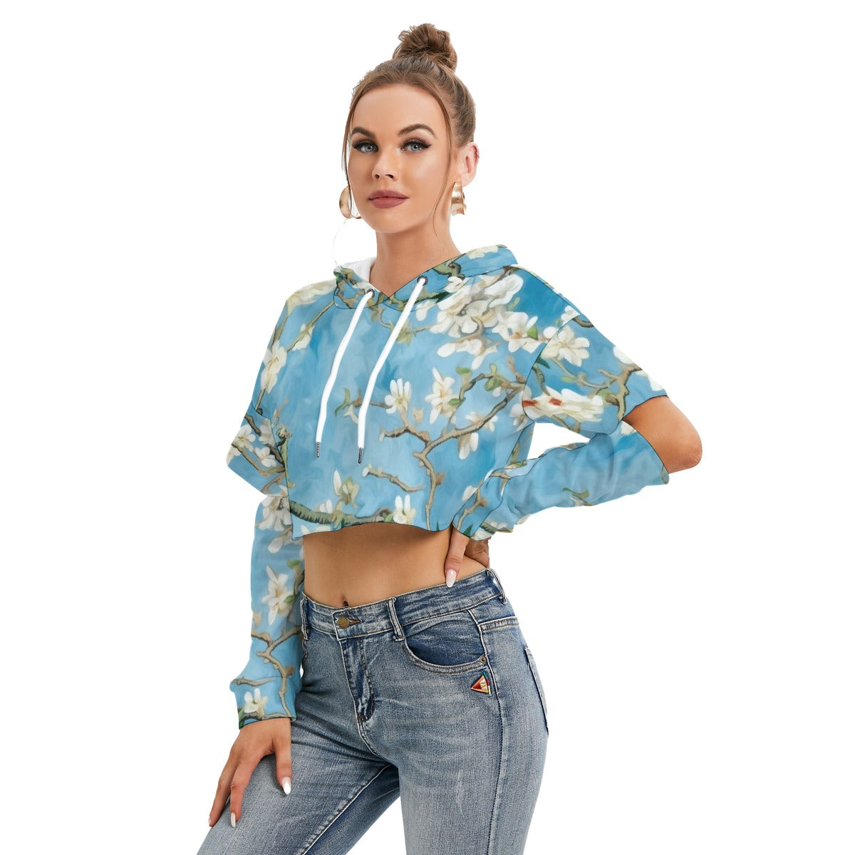All-Over Print Women's Heavy Fleece Hoodie With Hollow Out Sleeve