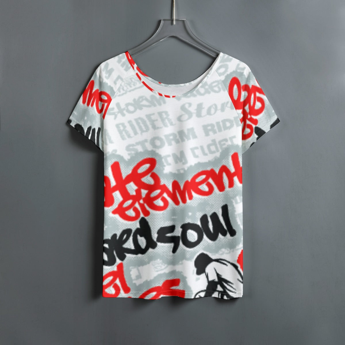 All-Over Print Women's Round Neck T-shirt With Raglan Sleeve