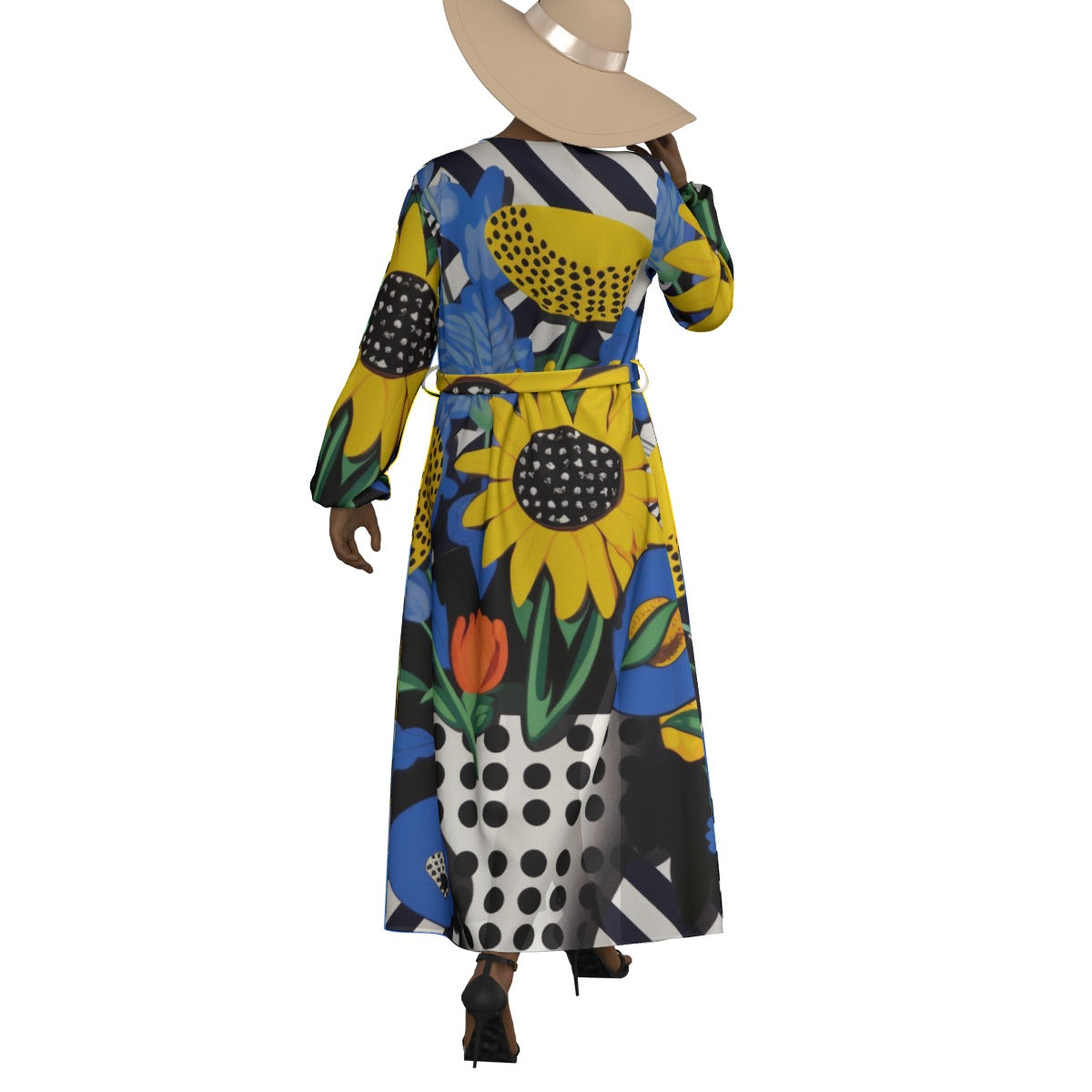 All-Over Print Women's Lace-up Chiffon Robe