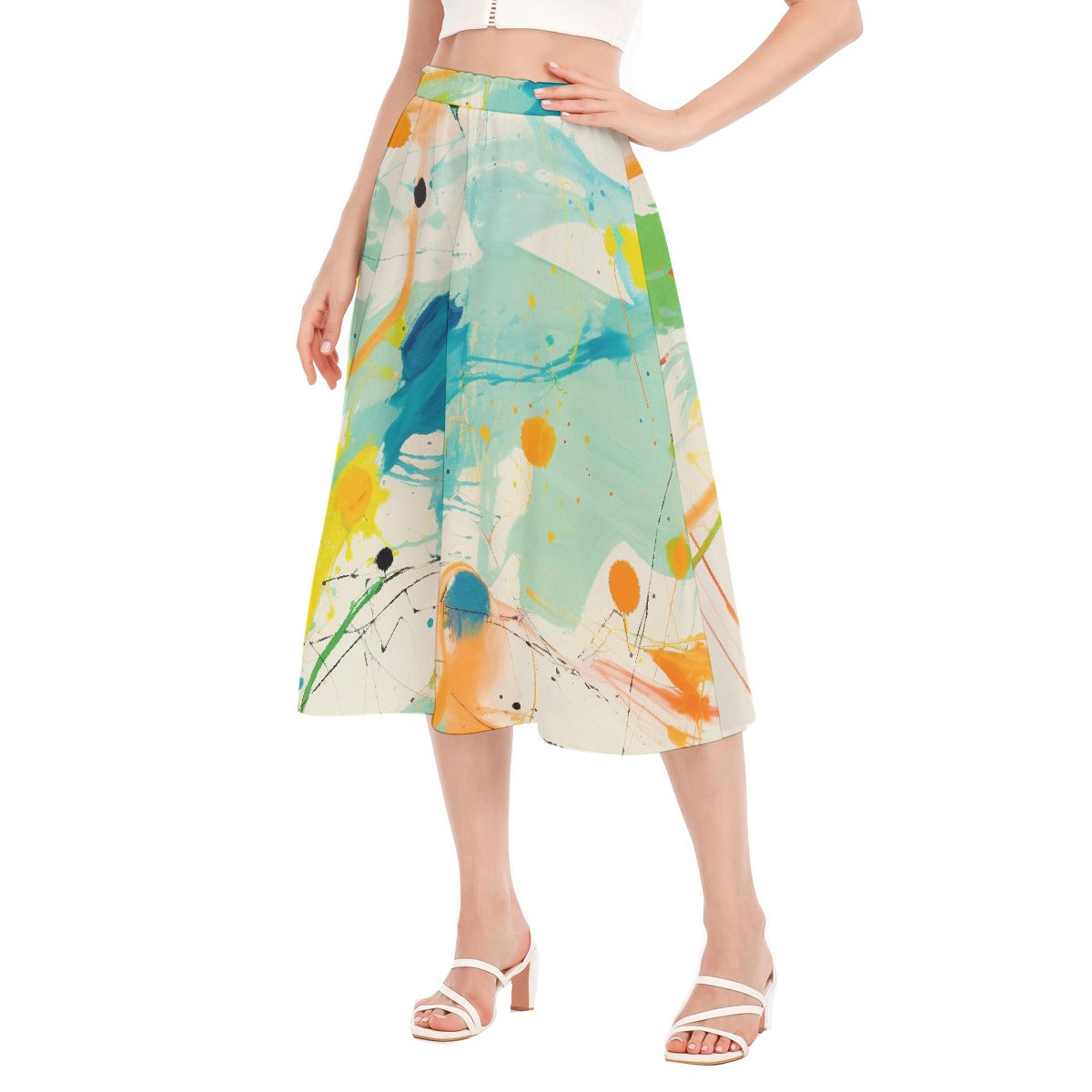 All-Over Print Women's Long Section Chiffon Skirt