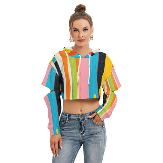 All-Over Print Women's Heavy Fleece Hoodie With Hollow Out Sleeve