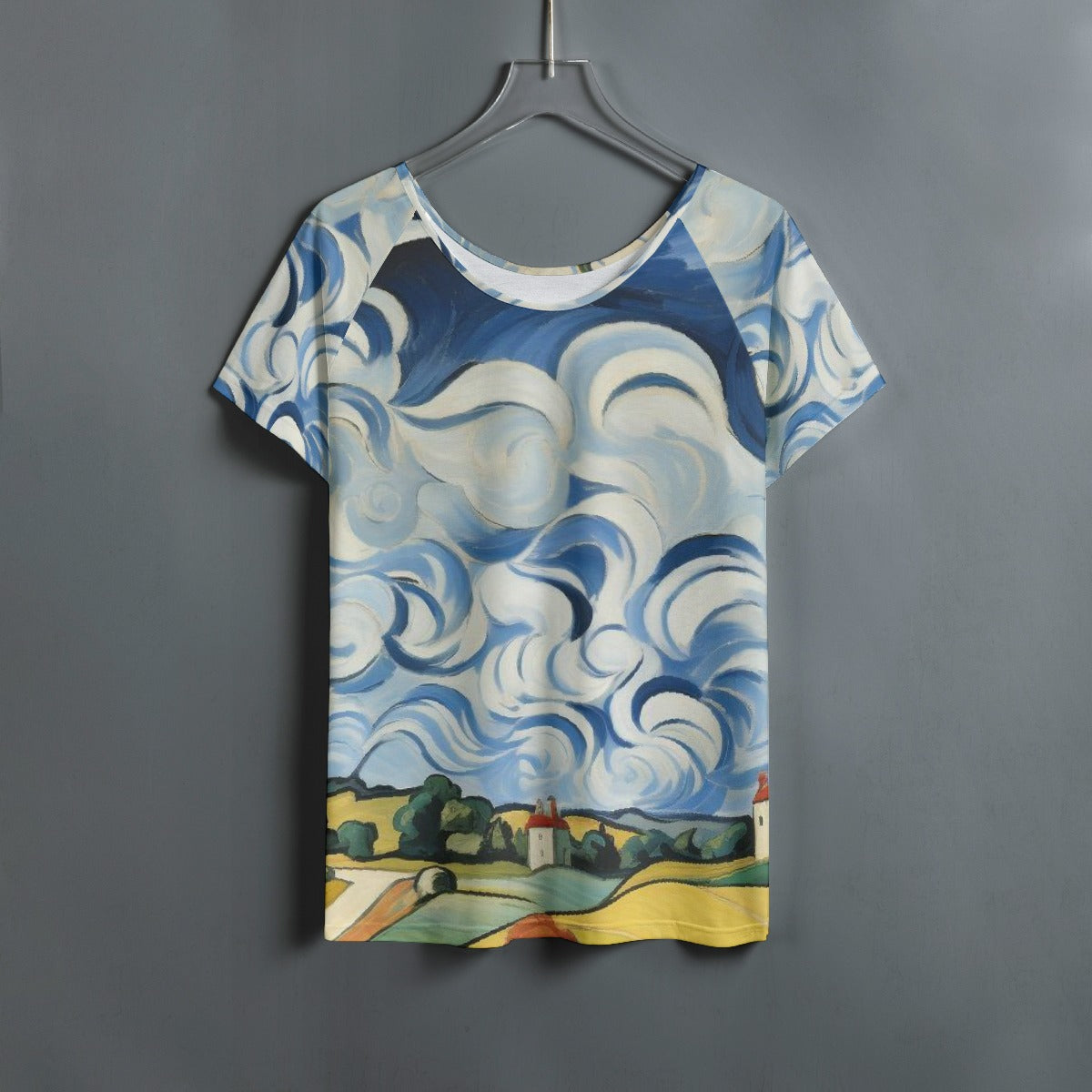 All-Over Print Women's Round Neck T-shirt With Raglan Sleeve