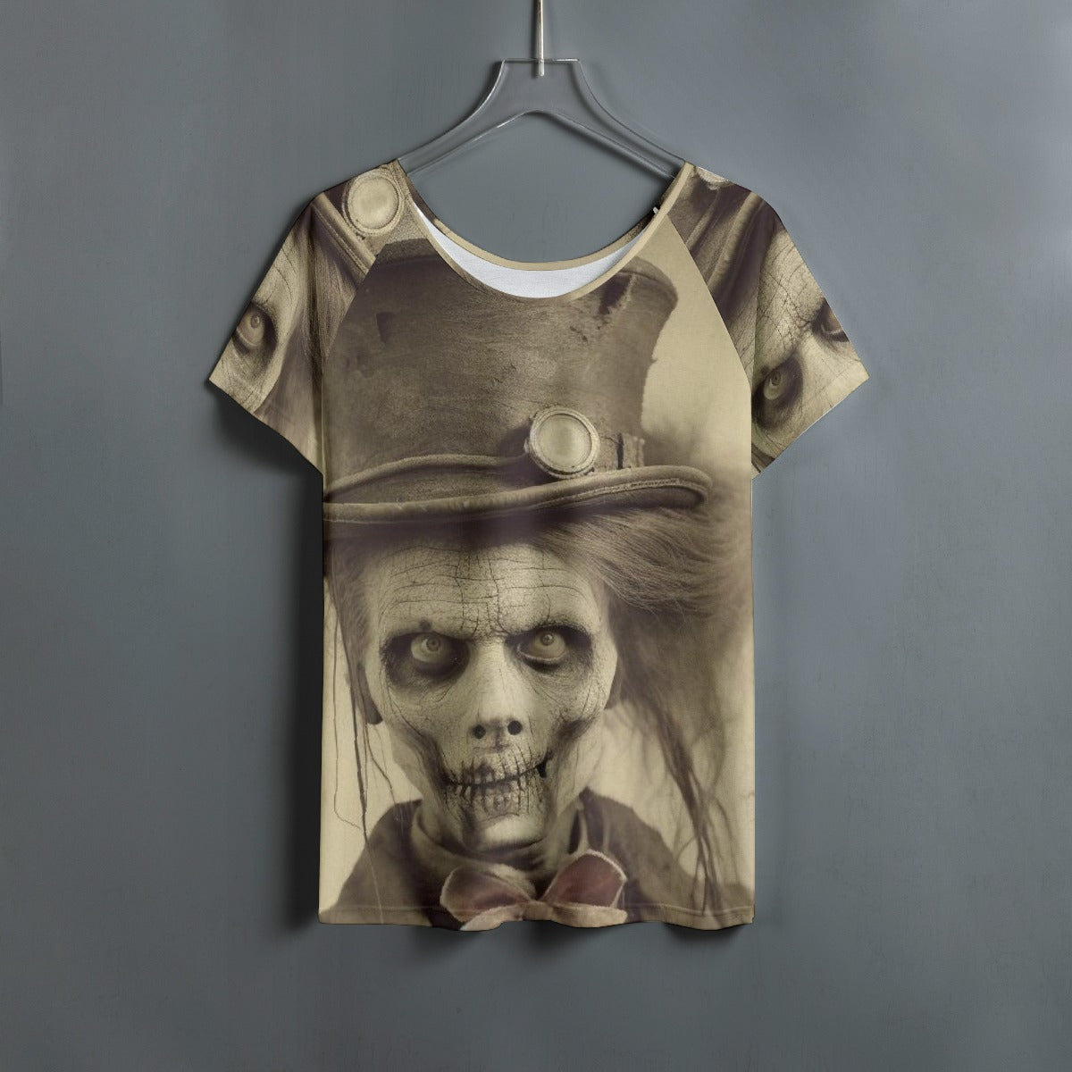 All-Over Print Women's Round Neck T-shirt With Raglan Sleeve