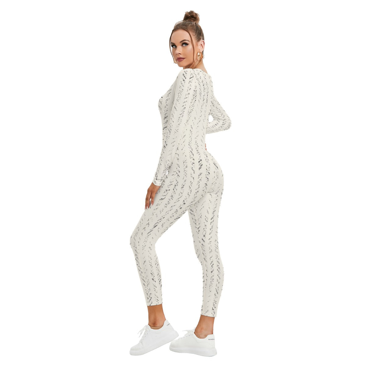 All-Over Print Women's Plunging Neck Jumpsuit