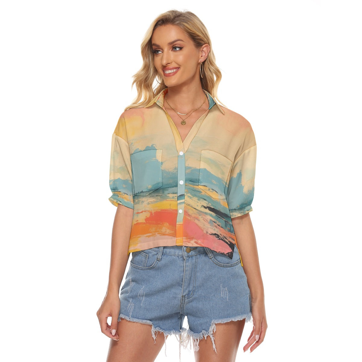 All-Over Print Women's V-neck Shirts