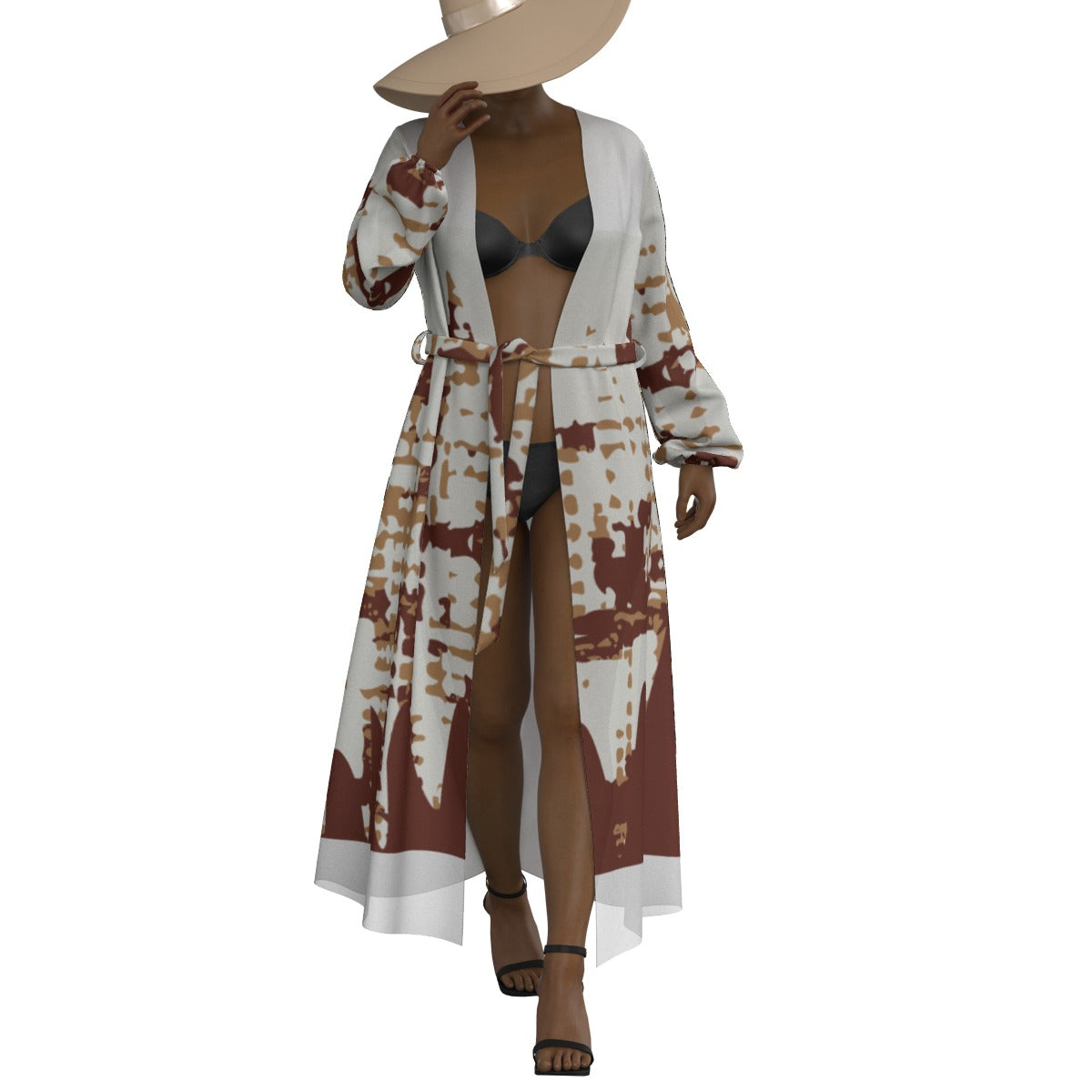 All-Over Print Women's Lace-up Chiffon Robe