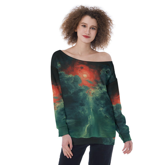 All-Over Print Oversized Women's Off-Shoulder Sweatshirt