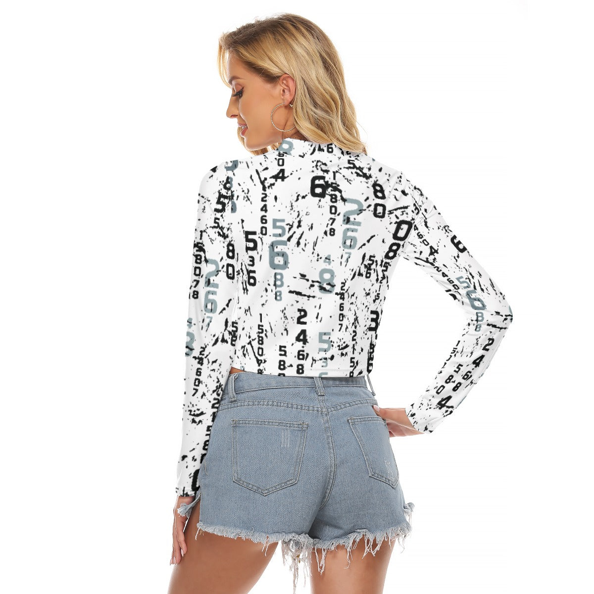 All-Over Print Women's Hollow Chest Keyhole Tight Crop Top