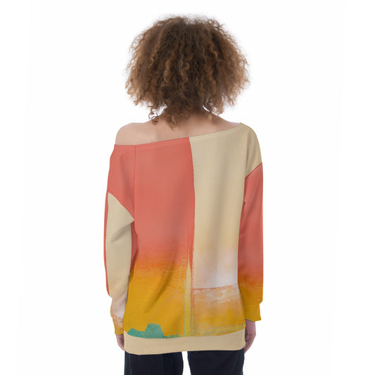 All-Over Print Oversized Women's Off-Shoulder Sweatshirt