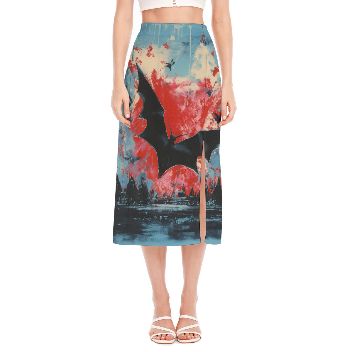 All-Over Print Women's High Slit Long Skirt