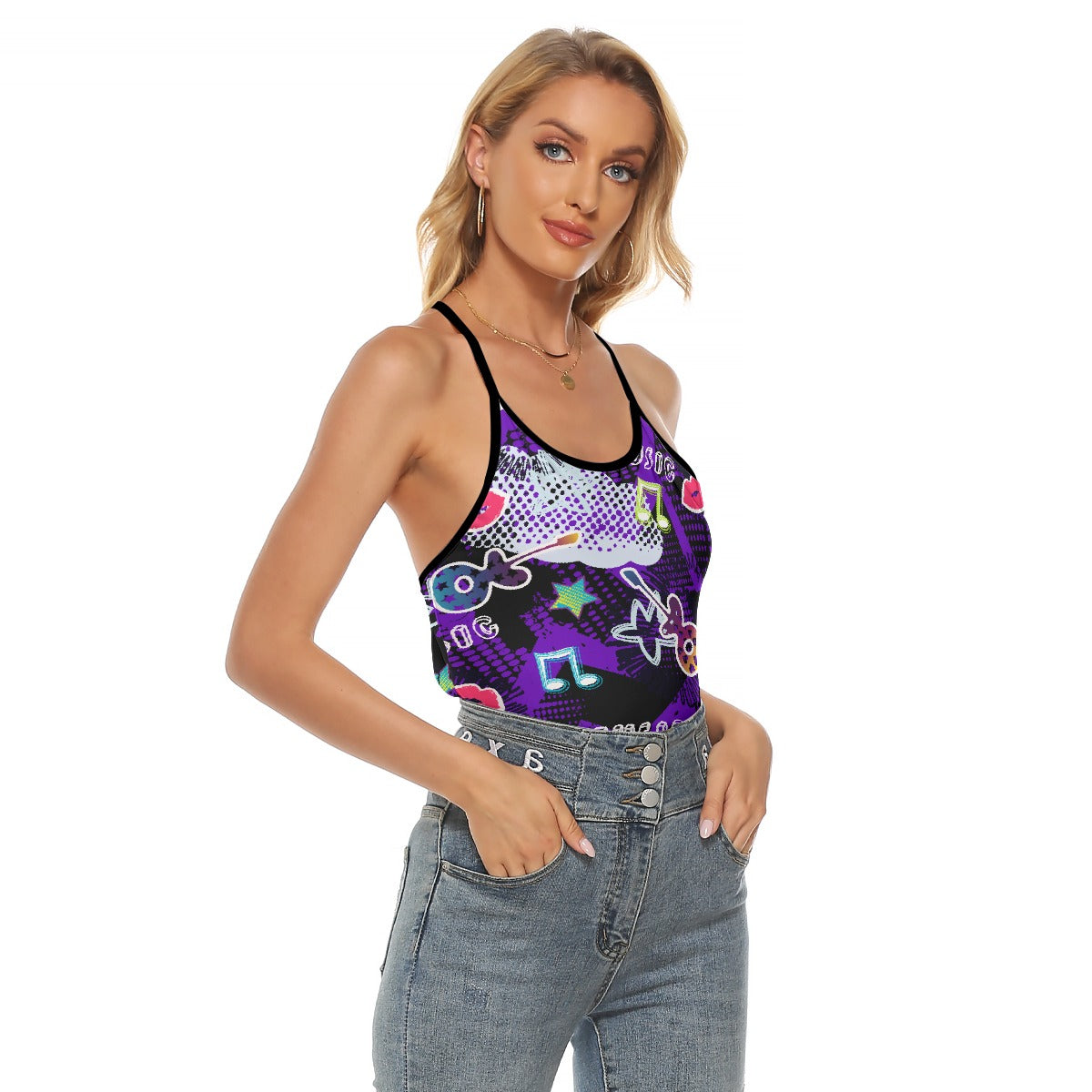 All-Over Print Women's Criss-Cross Open Back Tank Top