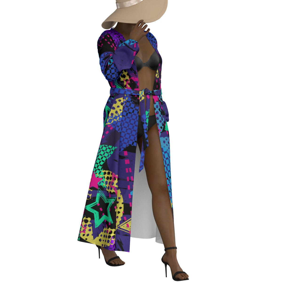 All-Over Print Women's Lace-up Chiffon Robe