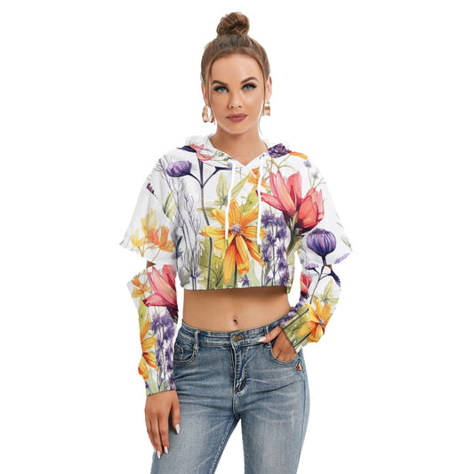 All-Over Print Women's Heavy Fleece Hoodie With Hollow Out Sleeve