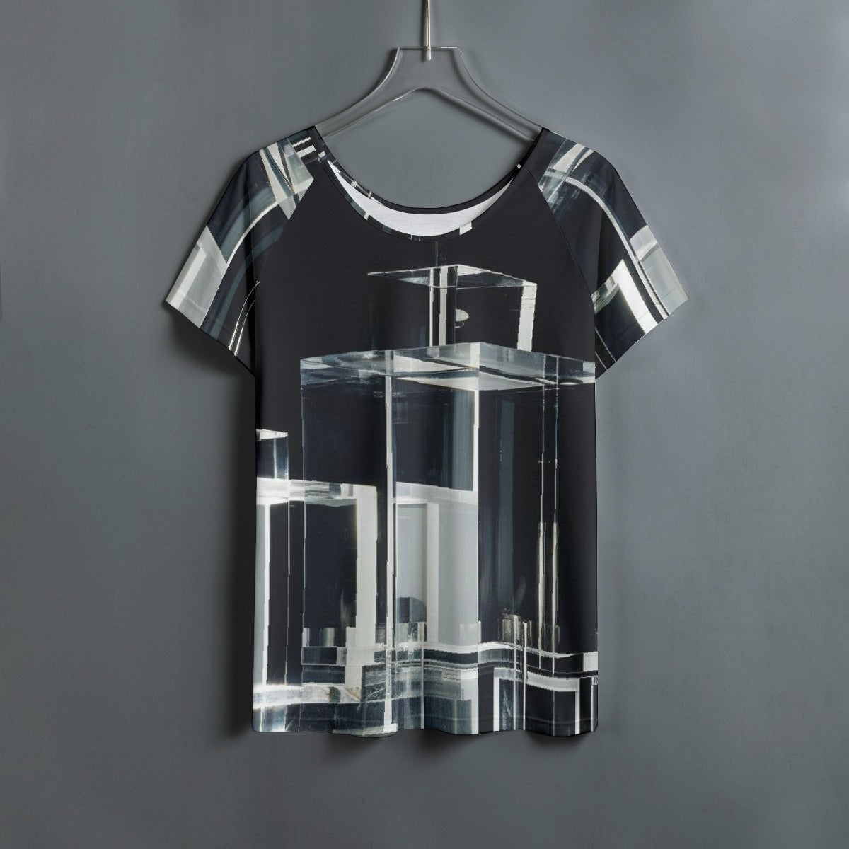 All-Over Print Women's Round Neck T-shirt With Raglan Sleeve