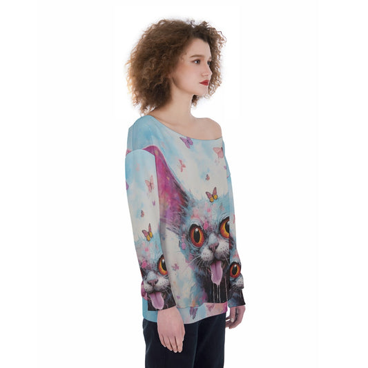 All-Over Print Oversized Women's Off-Shoulder Sweatshirt