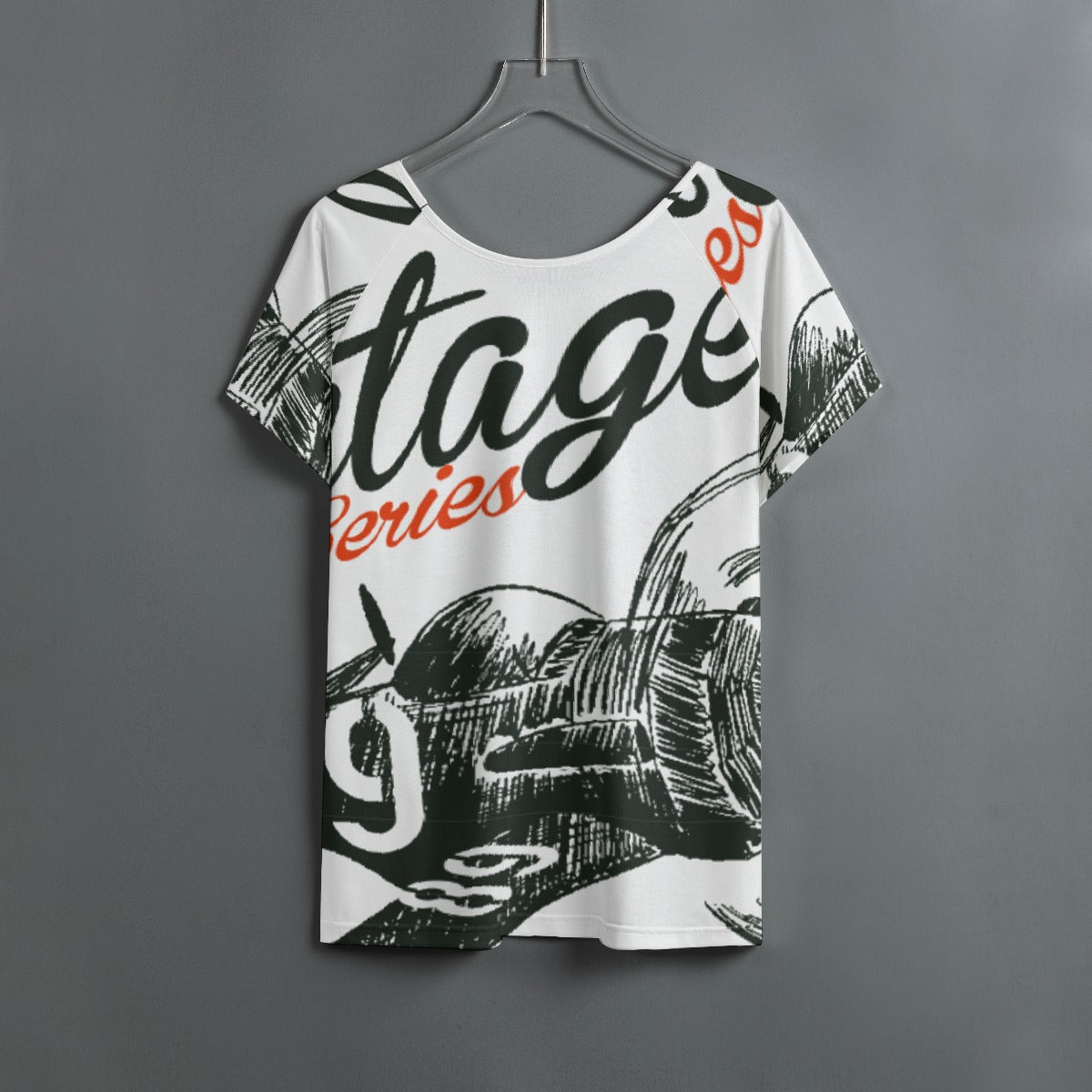 All-Over Print Women's Round Neck T-shirt With Raglan Sleeve