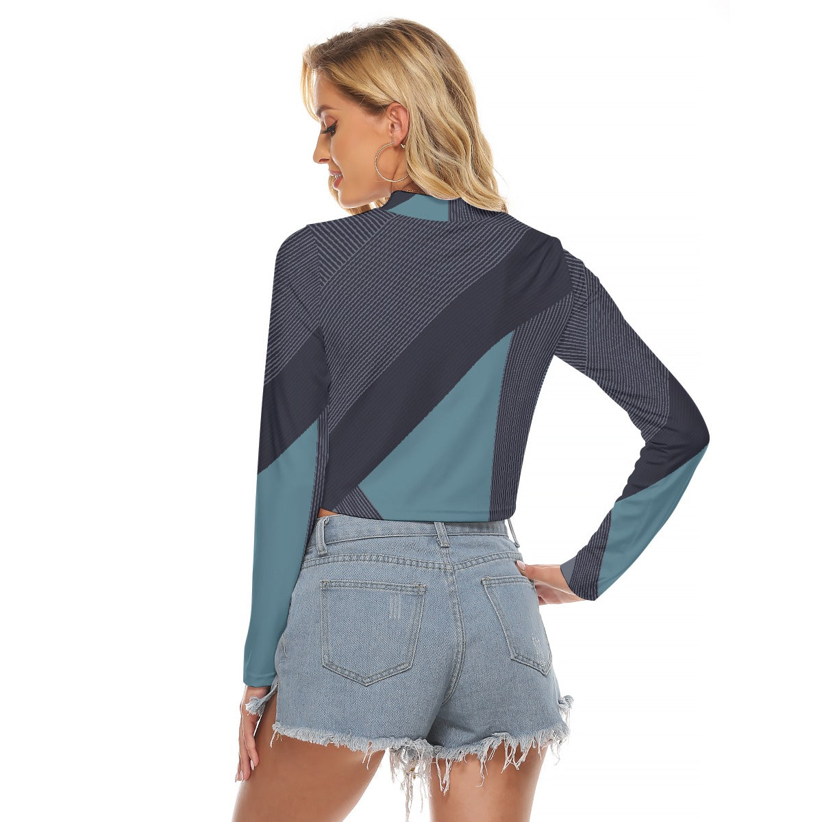 All-Over Print Women's Hollow Chest Keyhole Tight Crop Top