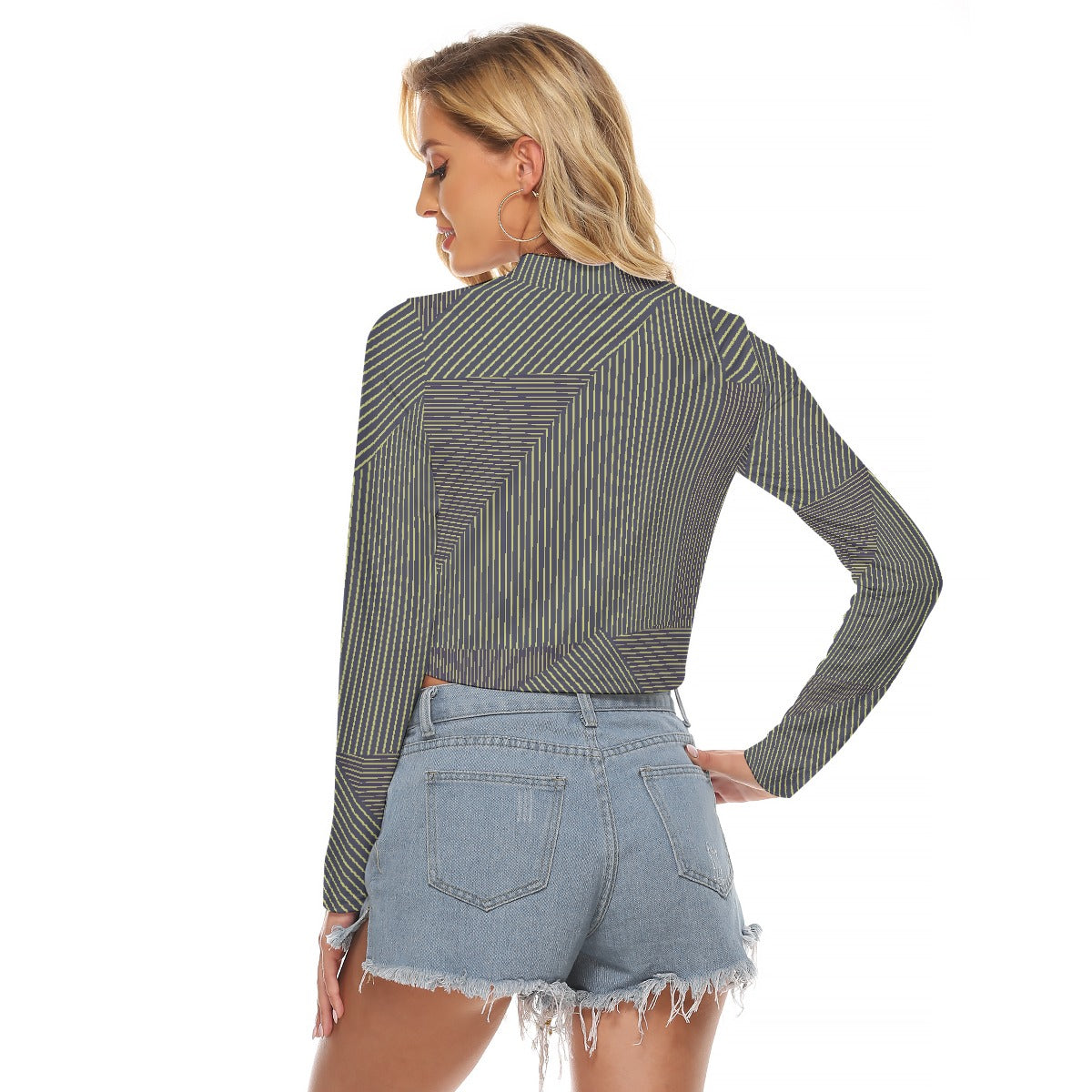 All-Over Print Women's Hollow Chest Keyhole Tight Crop Top