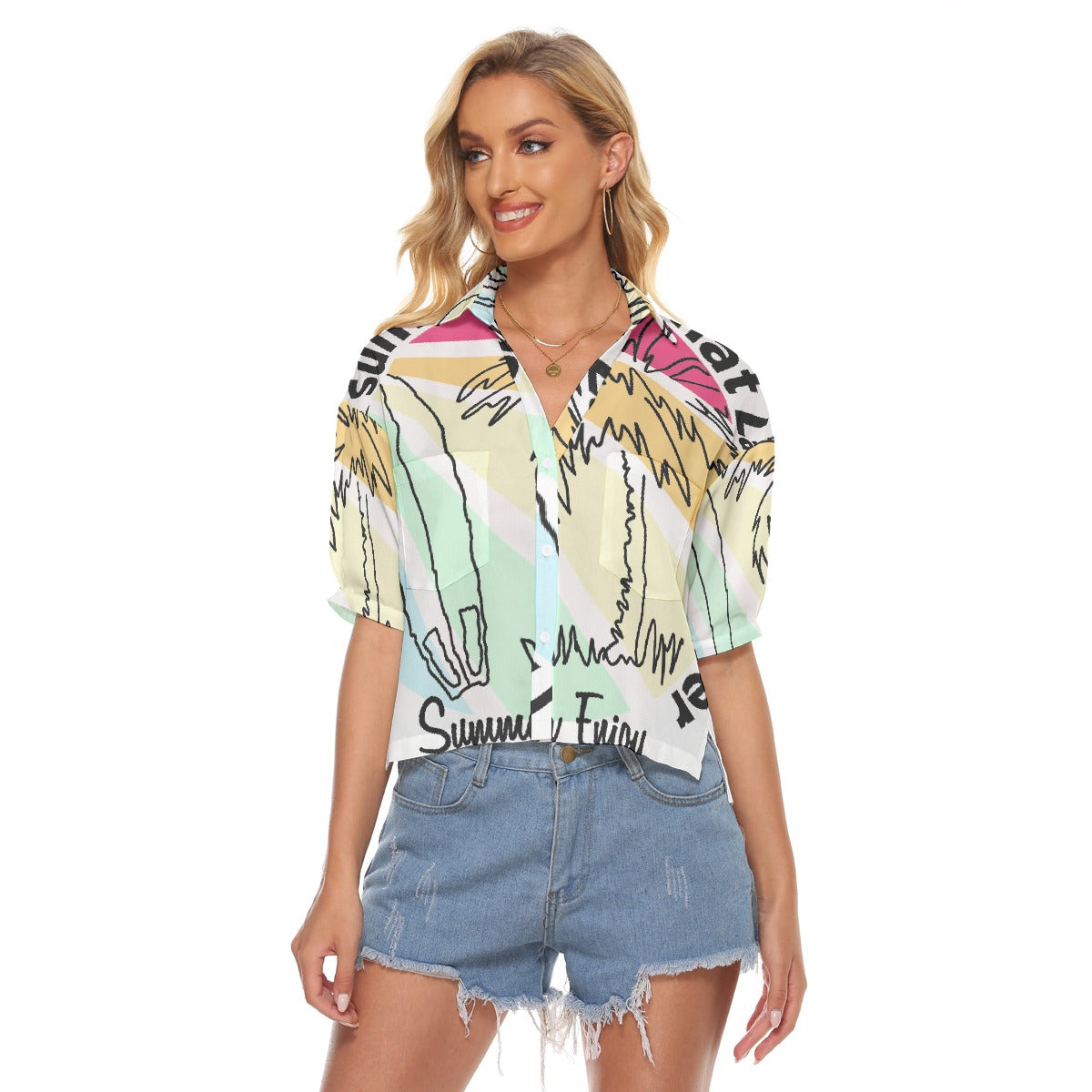 All-Over Print Women's V-neck Shirts